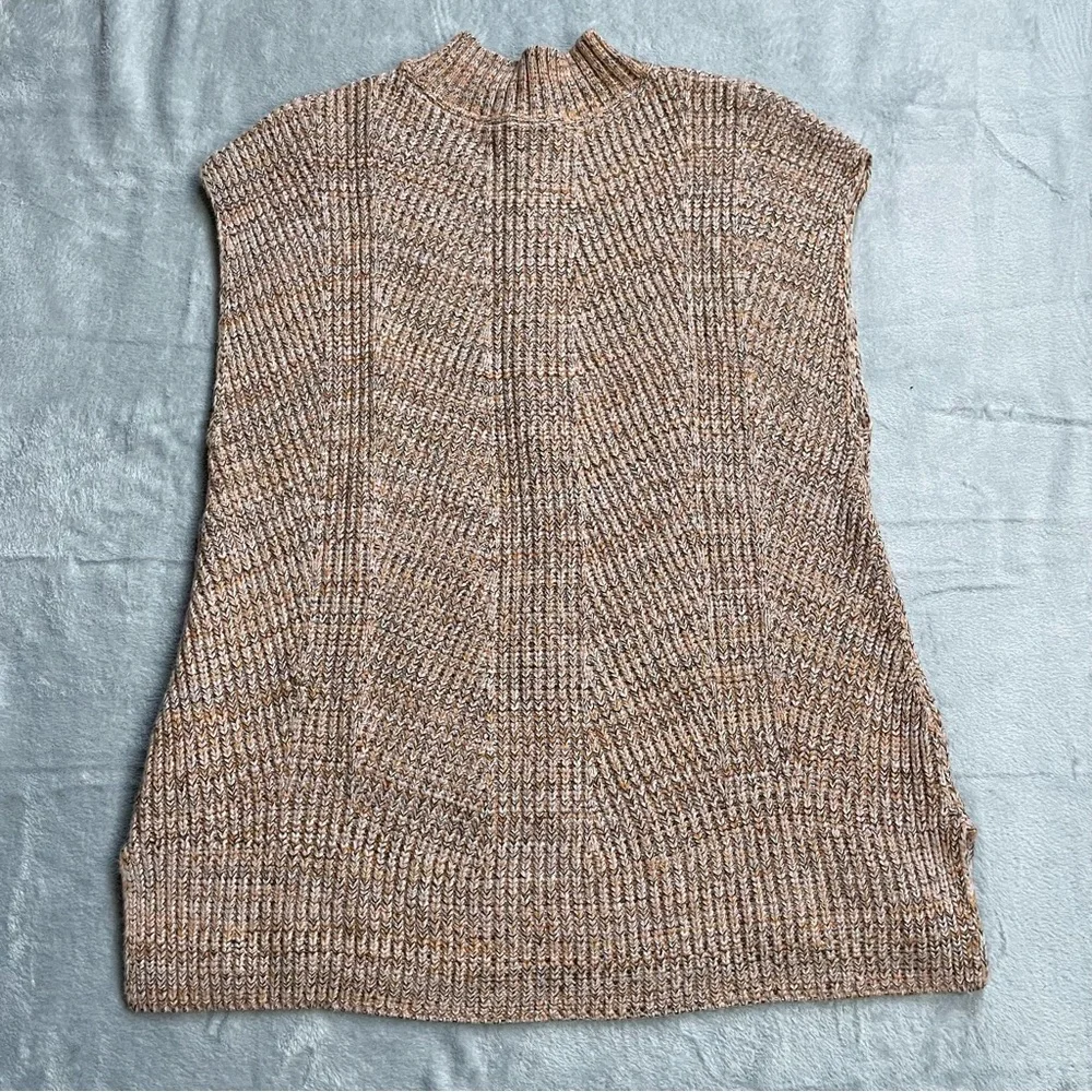 J.Jill‎ Sweater Vest Medium Rib Knit Sleeveless 1/4 Zip Pumpkin Spice Marl